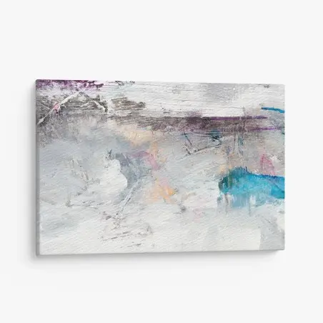 Canvas print subtle textured abstract in white and turquoise • Wallissimo®