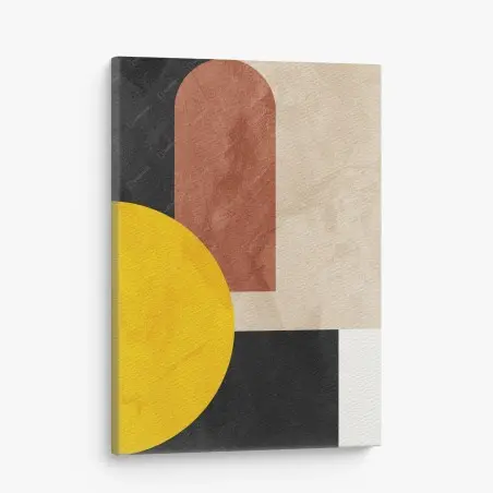 Canvas print bold geometric composition with yellow circle • Wallissimo®