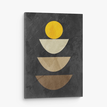 Canvas print stacked geometric composition with yellow circle • Wallissimo®