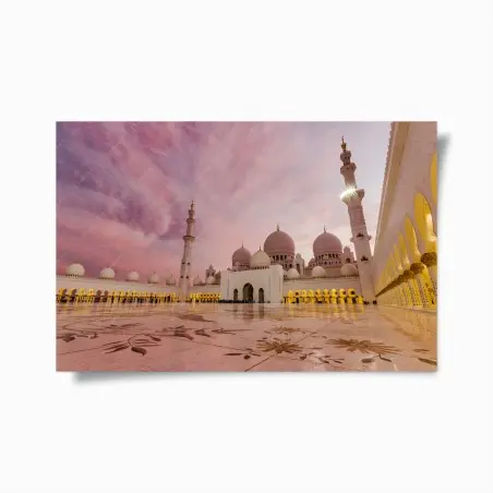 Poster serene sunset at Sheikh Zayed Mosque • Wallissimo®