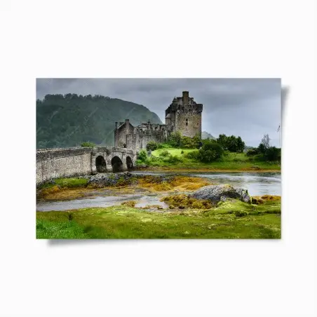 Poster medieval castle by stone bridge • Wallissimo®