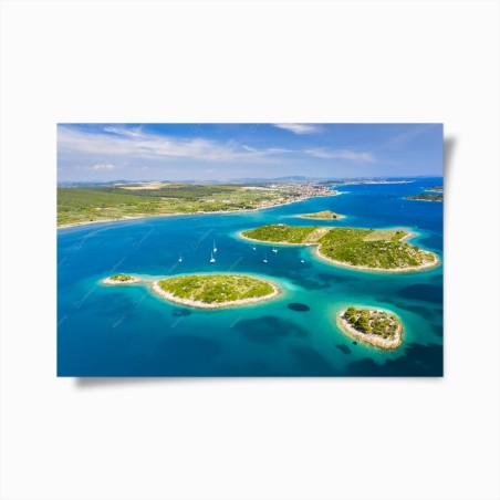 Poster turquoise islands aerial seascape • Wallissimo®