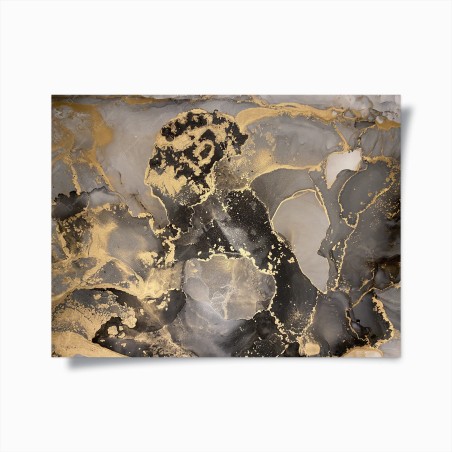 Poster gold and black abstract marbled composition • Wallissimo®
