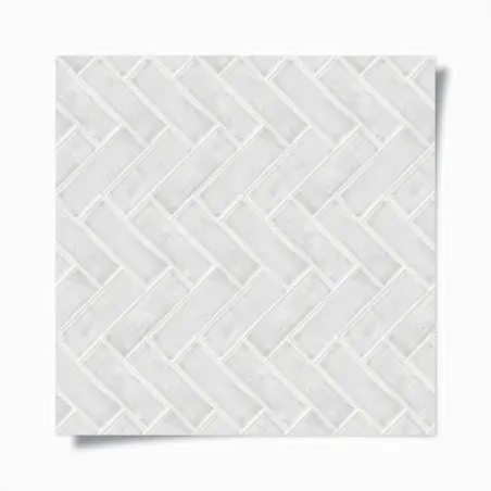 Poster white herringbone tile pattern • Wallissimo®