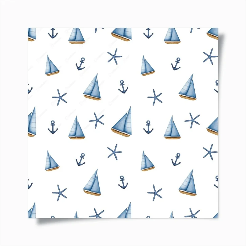 Poster watercolor nautical sailboat pattern