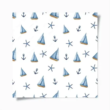 Poster watercolor nautical sailboat pattern • Wallissimo®