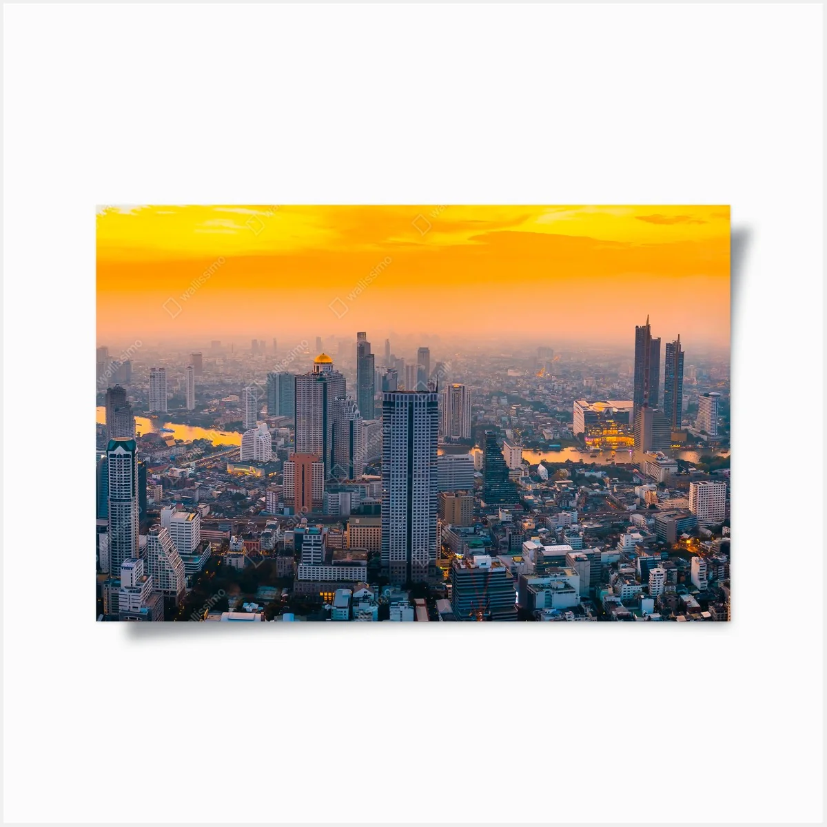 Poster golden city skyline at sunset • Wallissimo® Poster golden city skyline at sunset • Wallissimo®