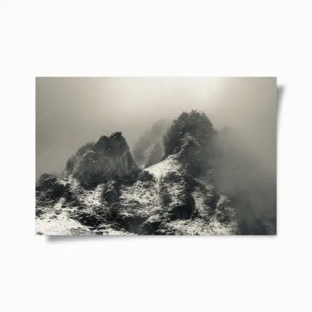 Poster misty snowy mountain peaks • Wallissimo®