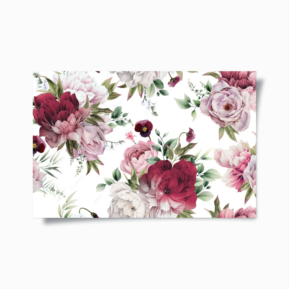 Poster watercolor peony floral pattern • Wallissimo® Poster watercolor peony floral pattern • Wallissimo®