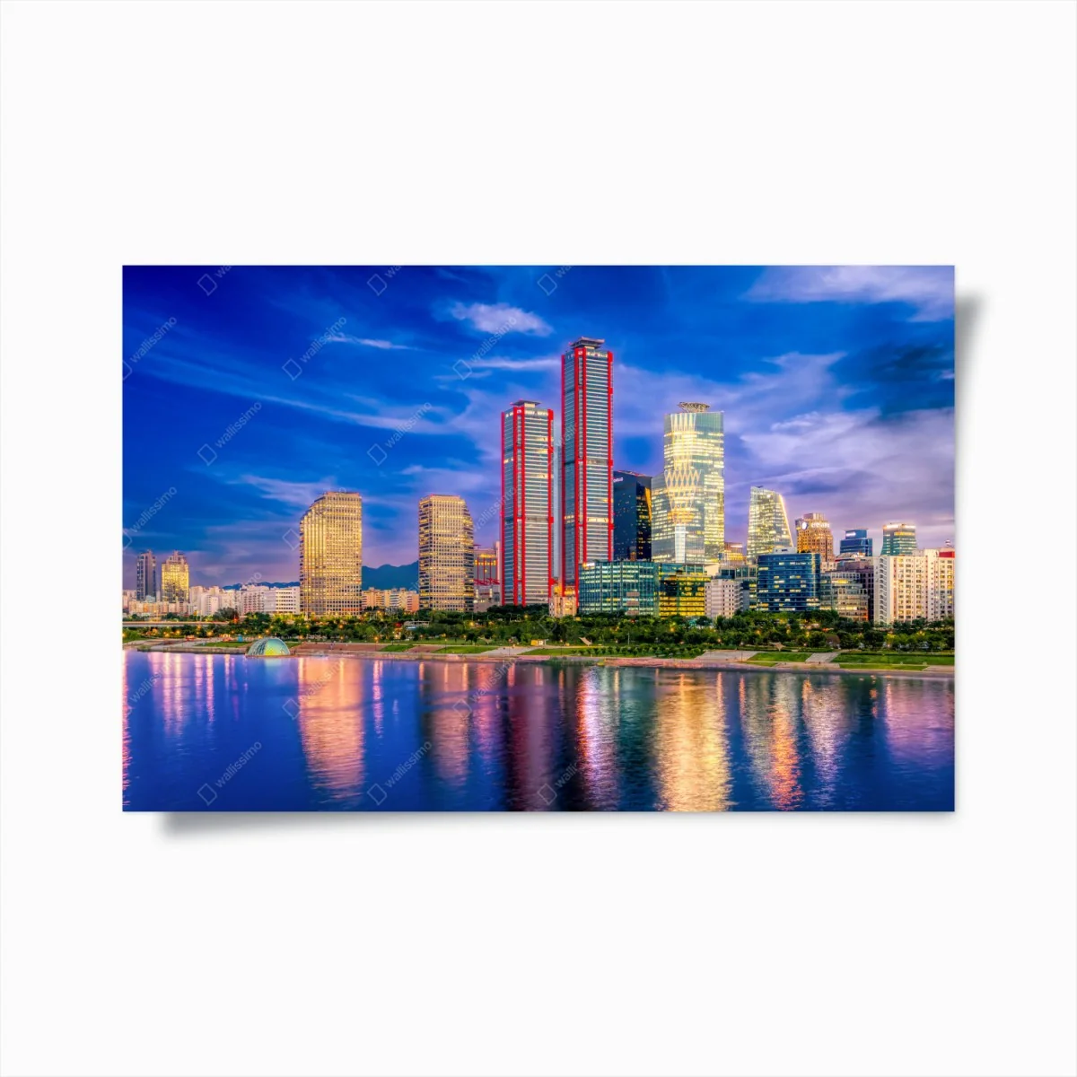 Poster vibrant city skyline at dusk • Wallissimo® Poster vibrant city skyline at dusk • Wallissimo®