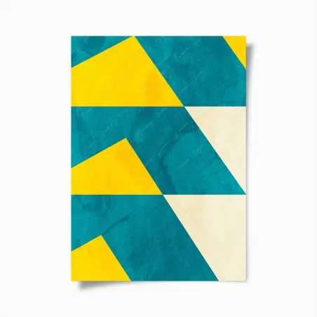 Poster bold turquoise and yellow geometric pattern • Wallissimo®