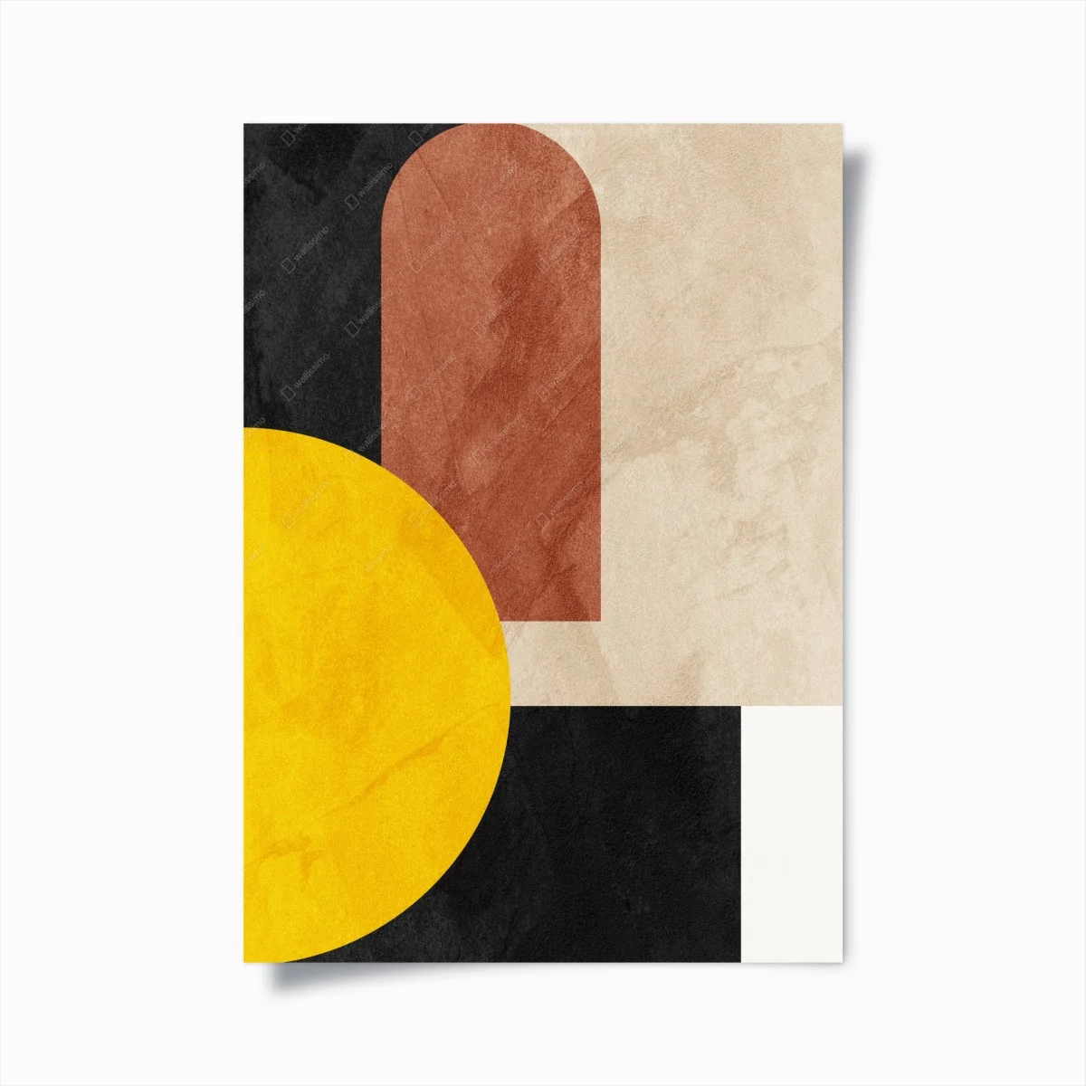 Poster bold geometric composition with yellow circle • Wallissimo® Poster bold geometric composition with yellow circle • Wallissimo®