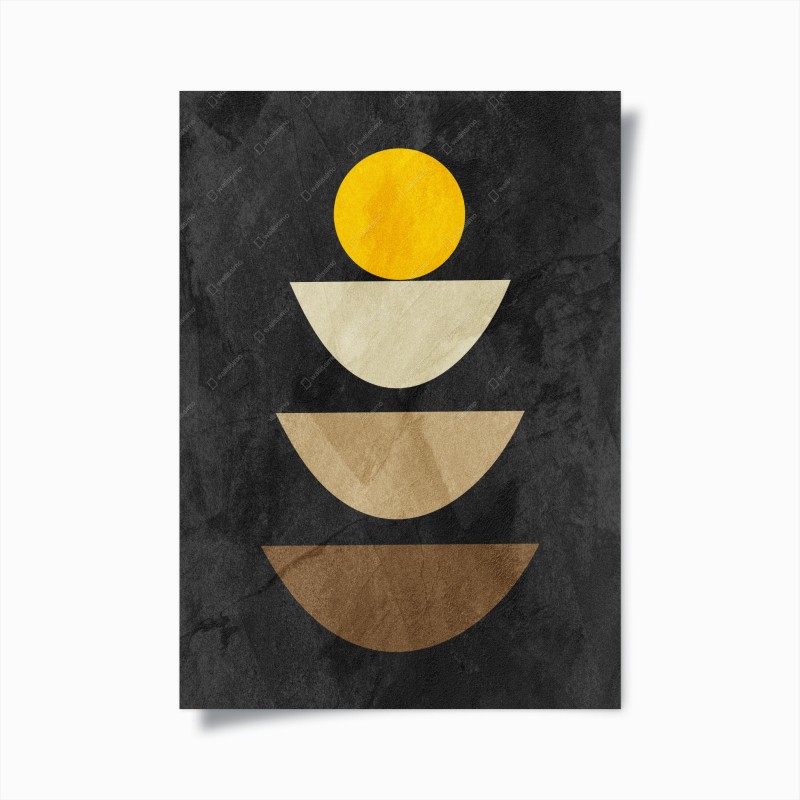 Poster stacked geometric composition with yellow circle