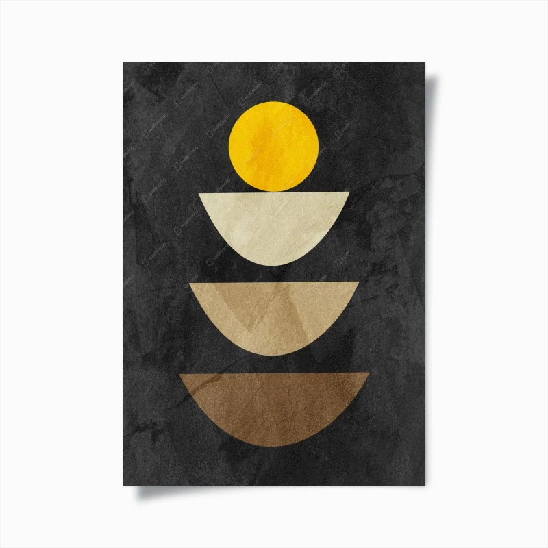 Poster stacked geometric composition with yellow circle