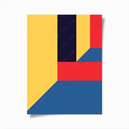 Poster bold geometric color blocks in perspective • Wallissimo®