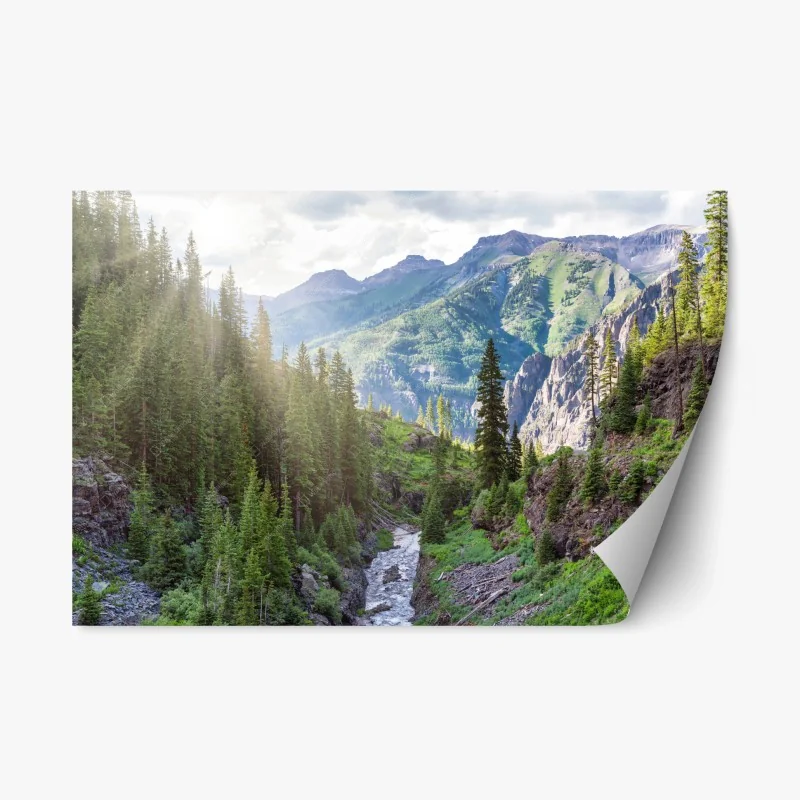 Repositionable sticker green geometric leaf pattern • Wallissimo®