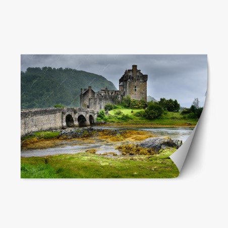 Repositionable sticker medieval castle by stone bridge • Wallissimo®