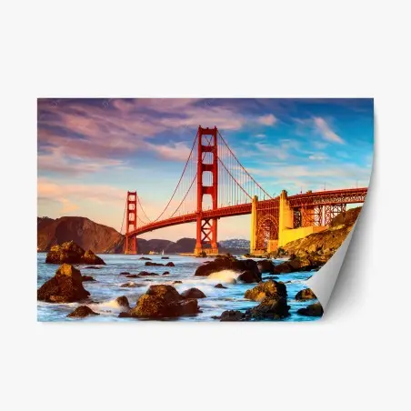 Repositionable sticker Golden Gate Bridge at sunset • Wallissimo®