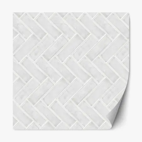 Repositionable sticker white herringbone tile pattern • Wallissimo®