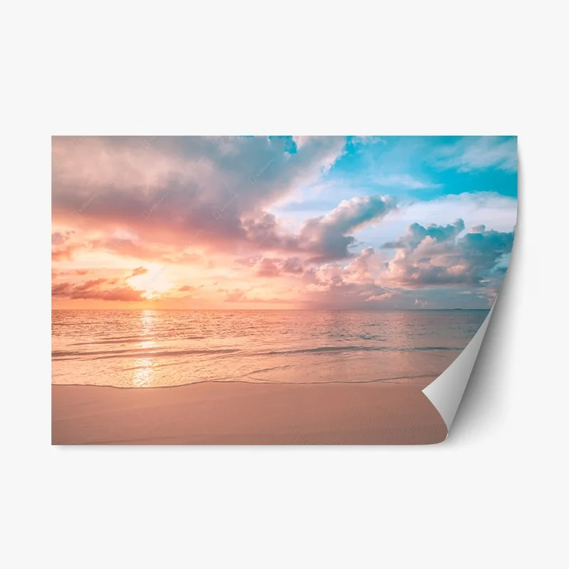 Repositionable sticker serene pastel beach sunset