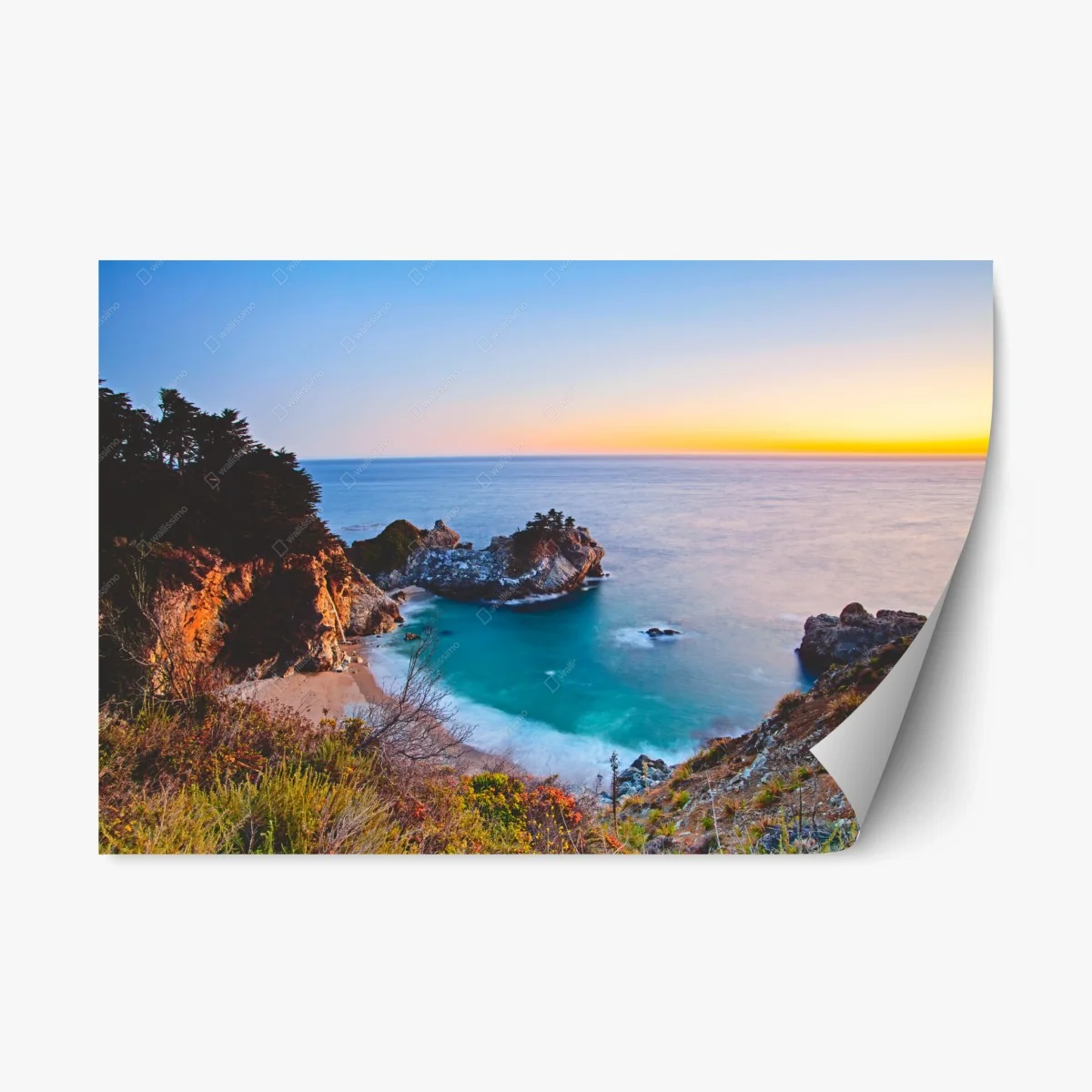 Repositionable sticker turquoise cove at sunset • Wallissimo® Repositionable sticker turquoise cove at sunset • Wallissimo®