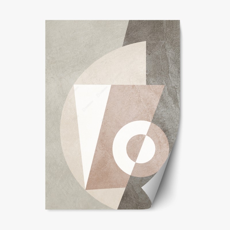 Repositionable sticker neutral geometric pastel composition