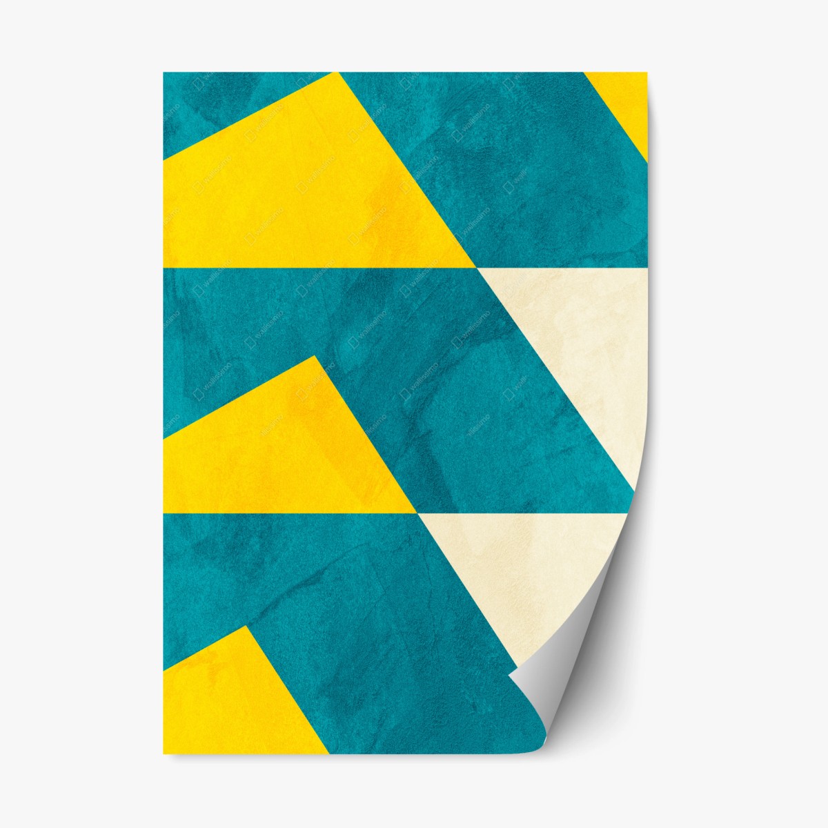 Repositionable sticker bold turquoise and yellow geometric pattern • Wallissimo® Repositionable sticker bold turquoise and yellow geometric pattern • Wallissimo®