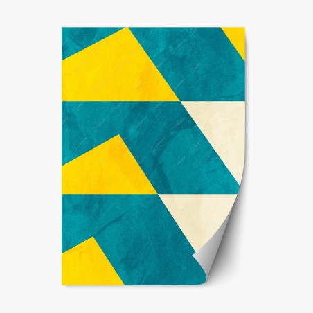 Repositionable sticker bold turquoise and yellow geometric pattern • Wallissimo®