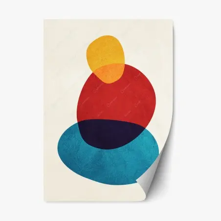 Repositionable sticker stacked colorful abstract shapes • Wallissimo®