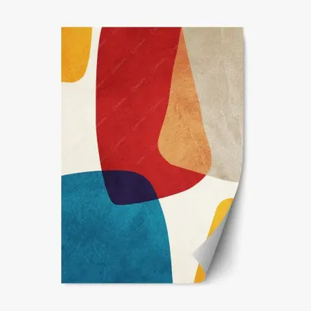 Repositionable sticker bold mid-century abstract shapes • Wallissimo®