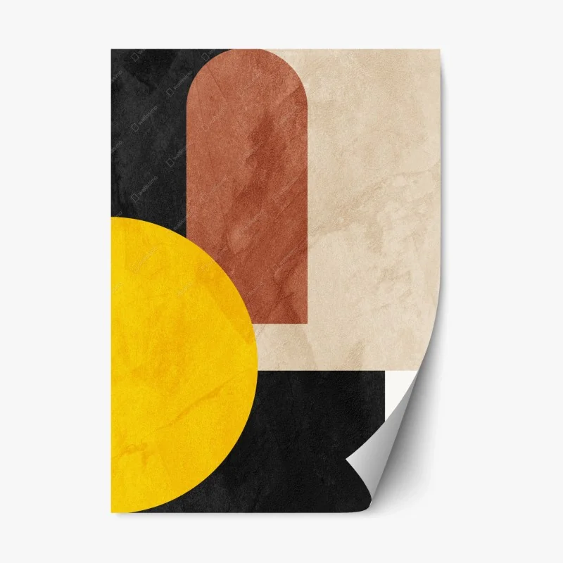 Repositionable sticker bold geometric composition with yellow circle
