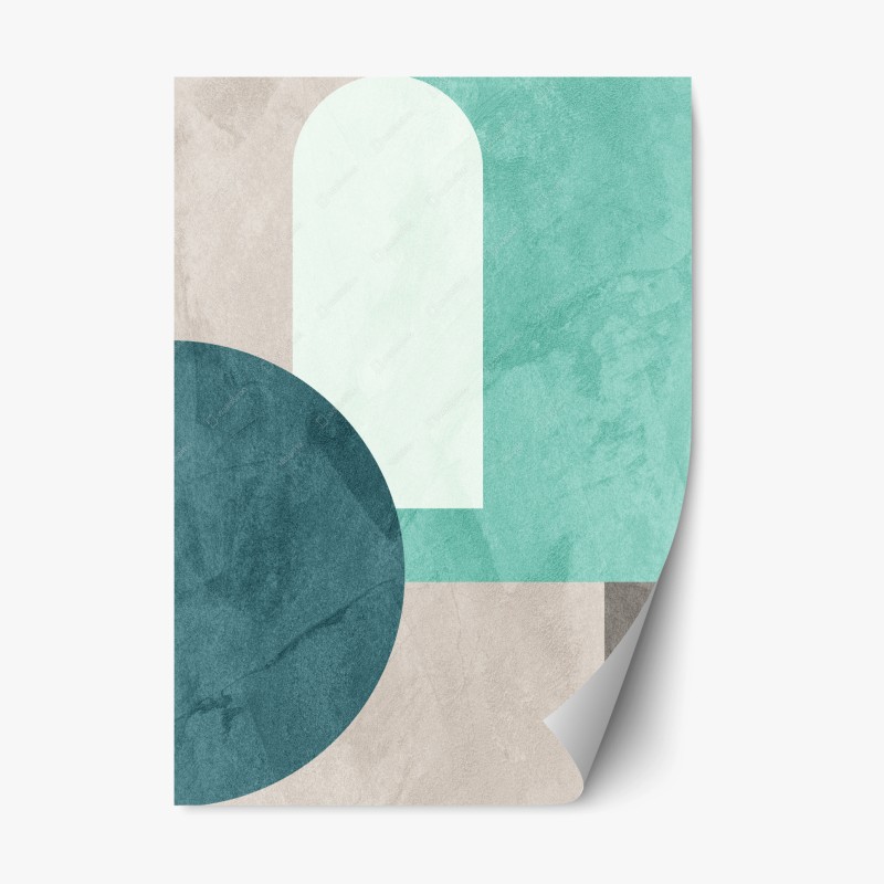 Repositionable sticker soft turquoise geometric composition
