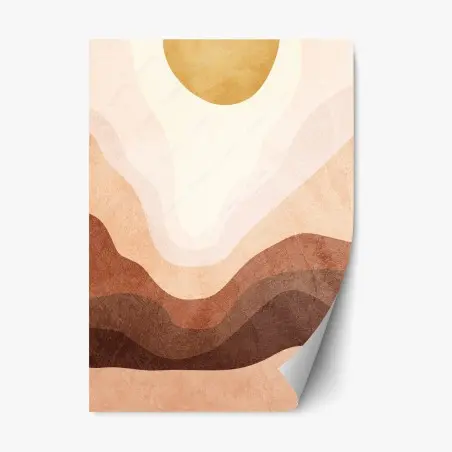 Repositionable sticker earthy abstract sun landscape • Wallissimo®