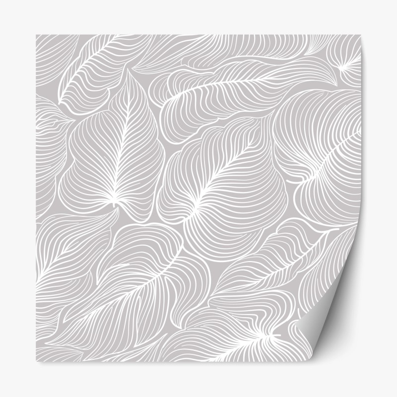 Repositionable sticker elegant retro leaf line pattern