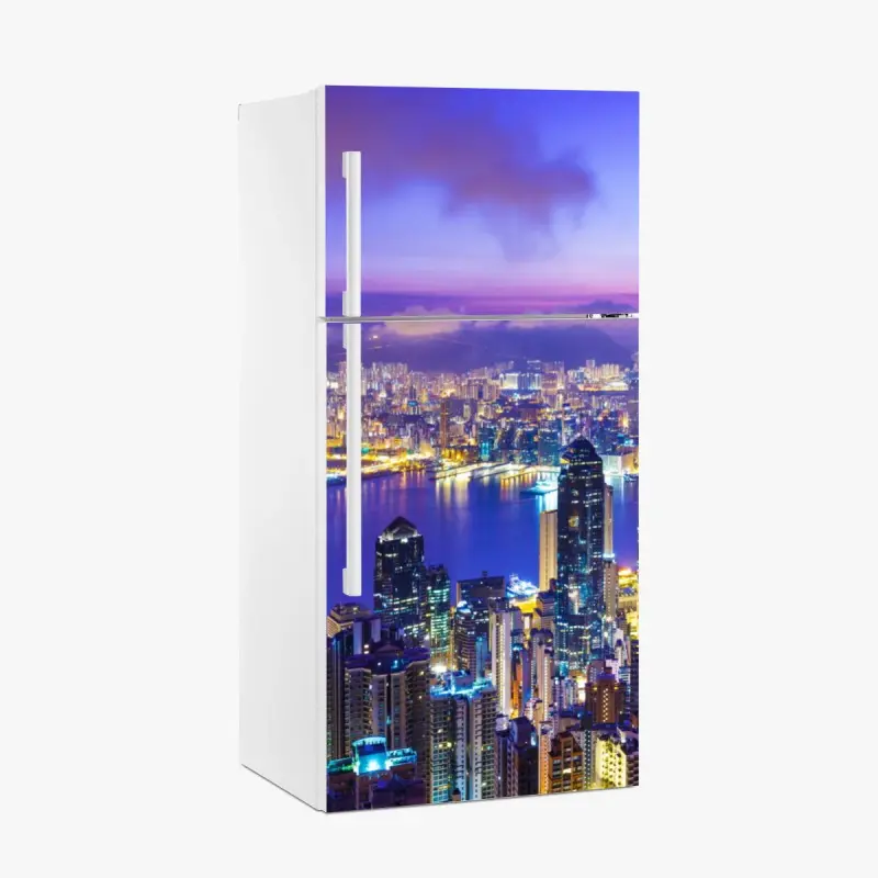 Fridge sticker misty blue mountain layers • Wallissimo®