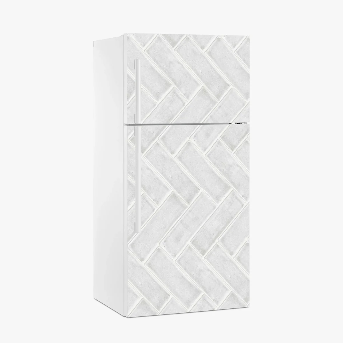 Fridge sticker white herringbone tile pattern • Wallissimo® Fridge sticker white herringbone tile pattern • Wallissimo®