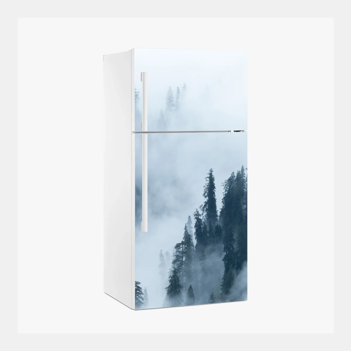 Fridge sticker misty pine forest landscape • Wallissimo® Fridge sticker misty pine forest landscape • Wallissimo®
