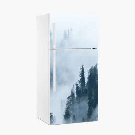 Fridge sticker misty pine forest landscape • Wallissimo®