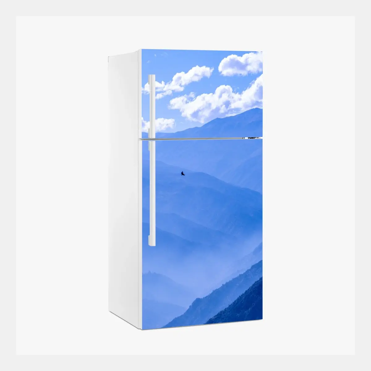 Fridge sticker serene blue mountain layers • Wallissimo® Fridge sticker serene blue mountain layers • Wallissimo®