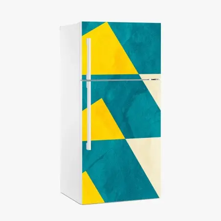 Fridge sticker bold turquoise and yellow geometric pattern • Wallissimo®