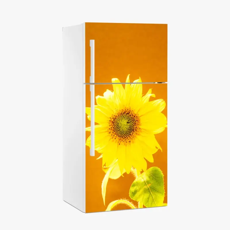 Fridge sticker bright sunflower on warm background