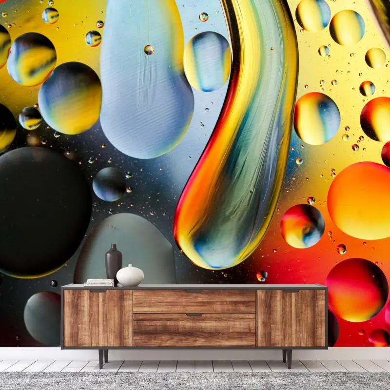 Wall mural vibrant abstract oil and water bubbles