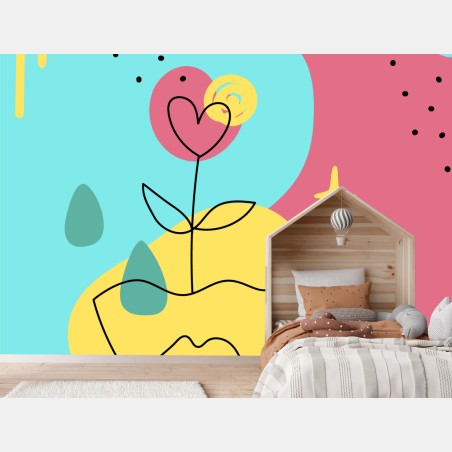 Wall mural modern abstract heart bloom • Wallissimo®