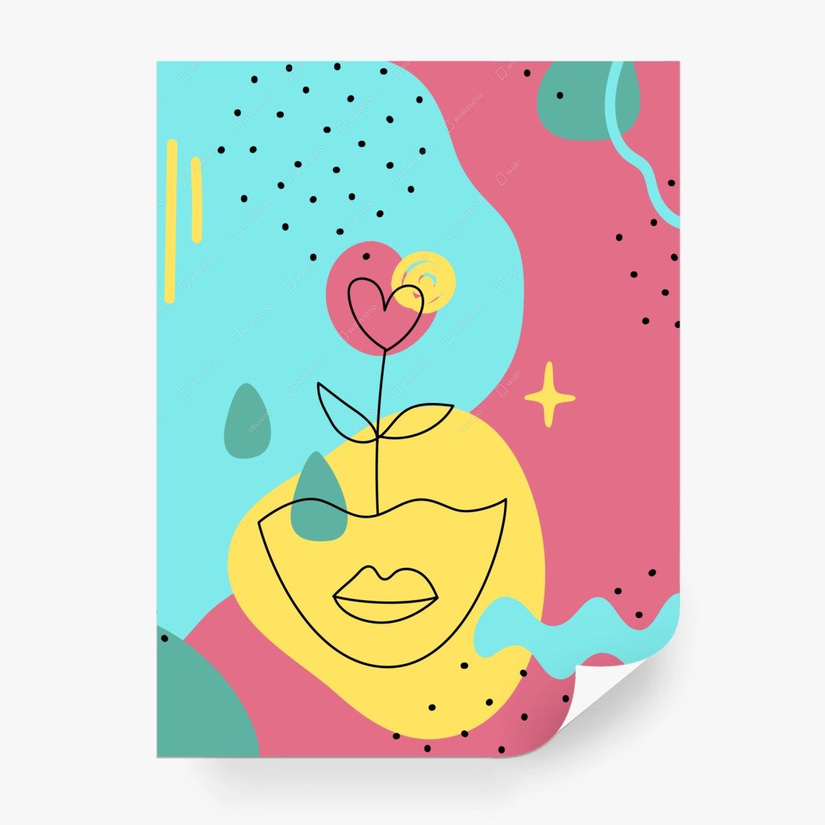 Wall mural modern abstract heart bloom • Wallissimo®