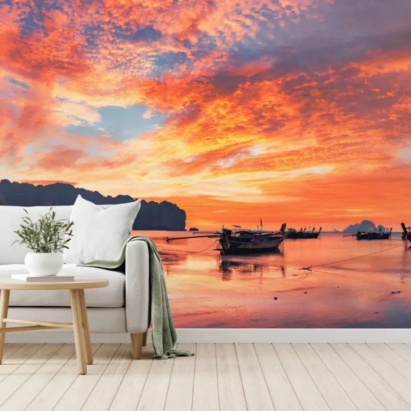 Wall mural sunset over Ao Nang beach