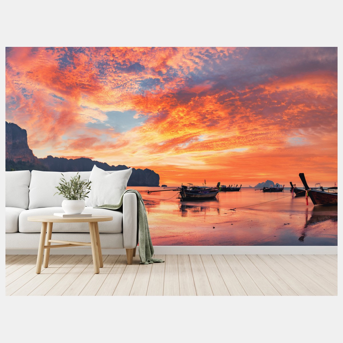 Wall mural sunset over Ao Nang beach • Wallissimo®