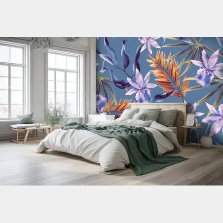 Wall mural tropical orchid botanical design • Wallissimo®