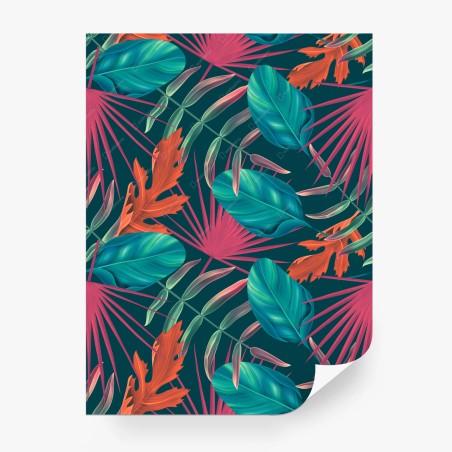 Wall mural tropical teal leaves pattern • Wallissimo®