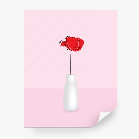 Wall mural red poppy on pink background • Wallissimo®