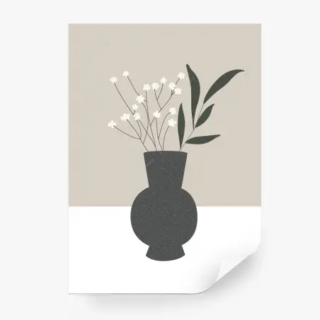 Wall mural minimalist vase with delicate flowers • Wallissimo®